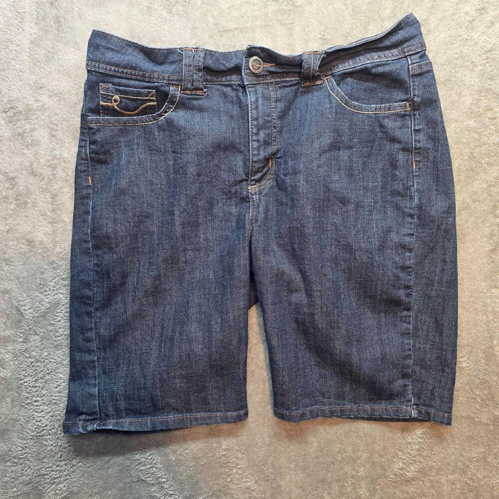 Riders By Lee Bermuda Shorts Womens 14 Blue Denim Stretch 5 Pocket Casual